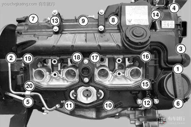 一张图看懂宝马N20发动机气缸盖罩螺栓紧固顺序