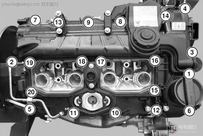 一张图看懂宝马n20发动机气缸盖罩螺栓紧固顺序