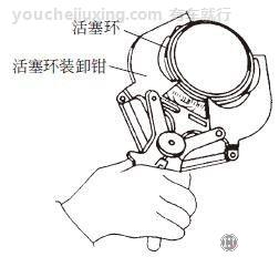 用活塞环装卸钳拆下活塞环