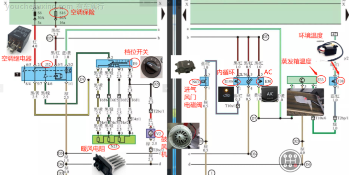 汽车空调鼓风机电路图工作原理详解