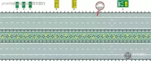 白色半圆状车距确认线